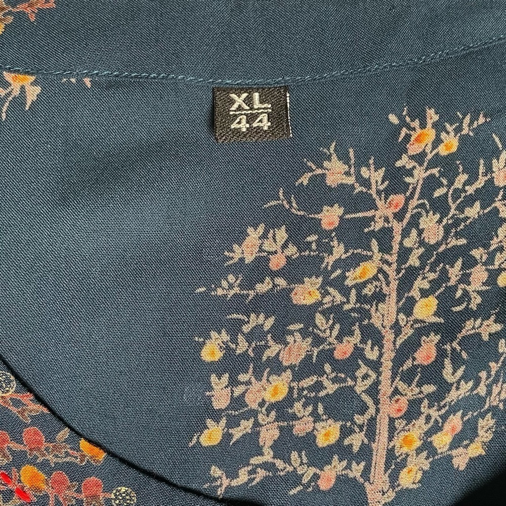 Chic and Flowy Full Length Maxi Dress Embroidered Jewel Tone Teal Blue Size XL - Picture 5 of 13